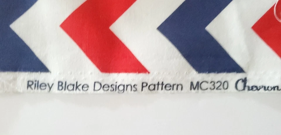 2012 Riley Blake Design Red Blue Chevron Fabric Remnant Patriotic 60"W x 112" L - Image 4 of 4