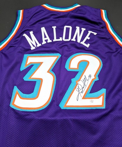 Karl Malone Utah Jazz Autographed Signed Jersey Size XL with COA
