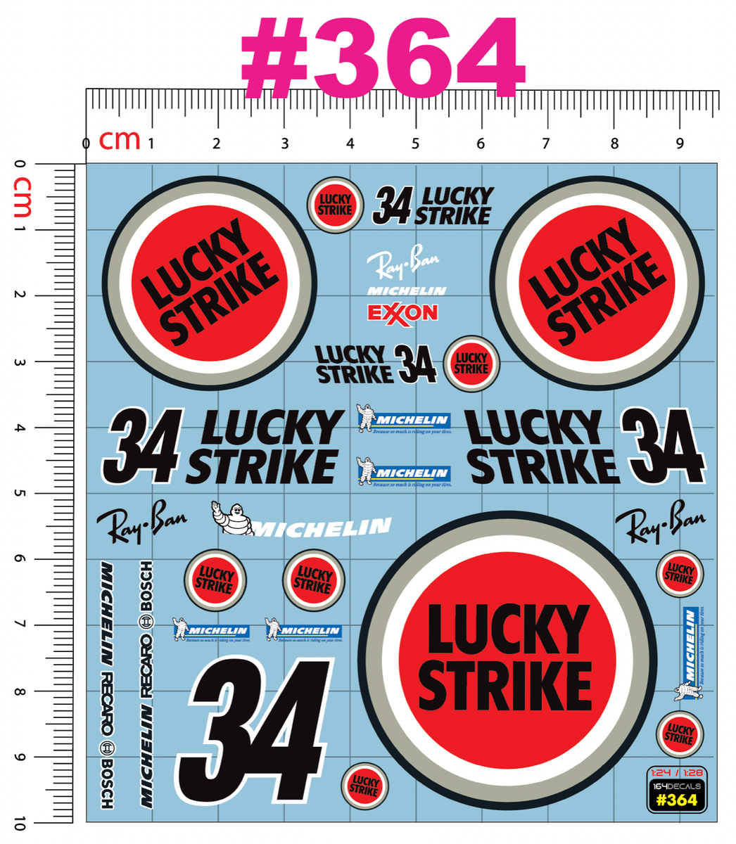 Lucky Water Slide Decal White Toner 1/24 - 1/28 RC Model Dicast