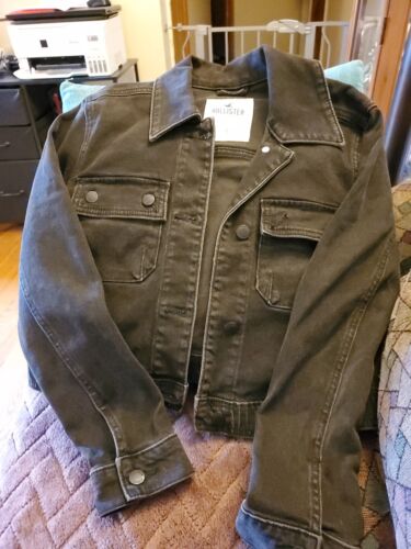 Hollister Black Denim Jean Jacket S Cropped