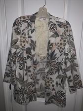 Laurie Lee Floral Open Front Long Sleeve Blazer Size 7/8 Jacket Vintage
