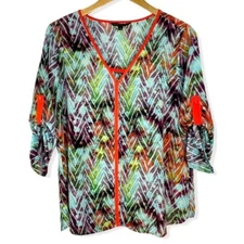 Colorful Tunic Top Women Size Large Casual Fun Shirt Signature Studio 
