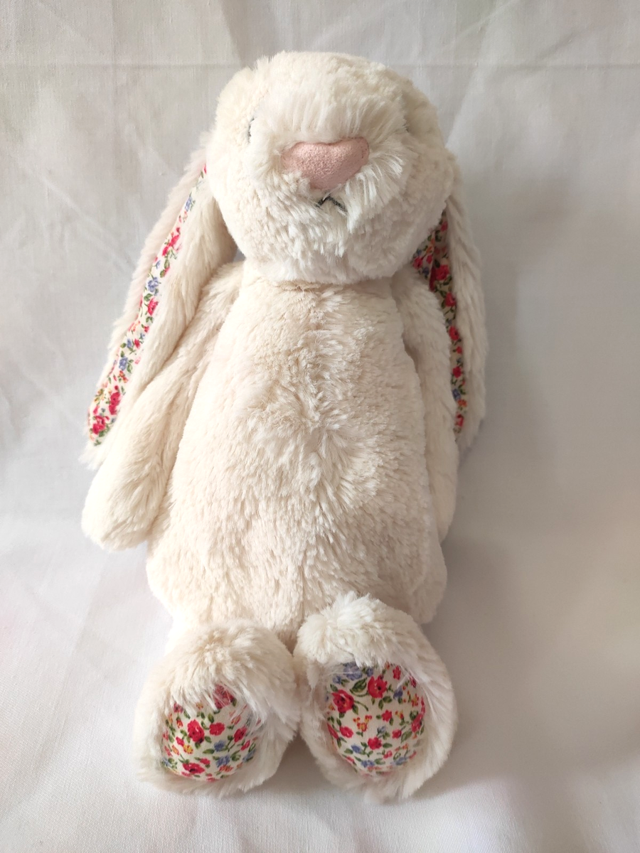 Jellycat Medium Cream Blossom Bunny Cream Bunny Floral Ears