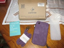 New in box purple suede feel wristlet phone cards wallet optional strap