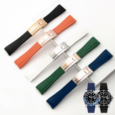 Silicone Rubber Watch Band Men's Waterproof Silicone Sports Strap Fit Rolex 20mm