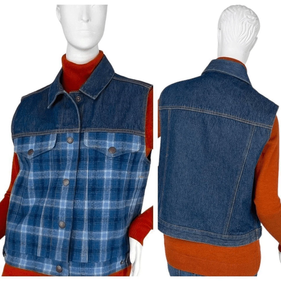 Vintage Pendleton Originals Women's Denim Wool Panel Vest Quilted Lining Size S - Image 2 of 4