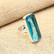 Blue Topaz Gemstone Handmade 925 Sterling Silver Ring Jewelry