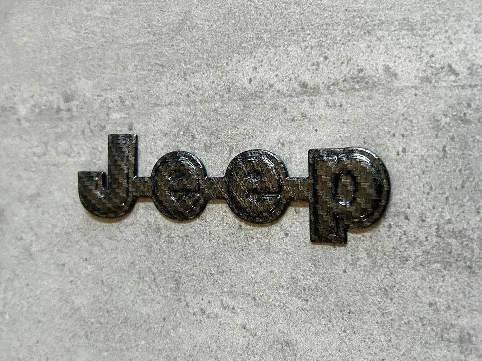 Jeep Cherokee XJ 84-96 Black Carbon Fiber Emblem Rear Tailgate Badge OEM Mopar - Image 3 of 3