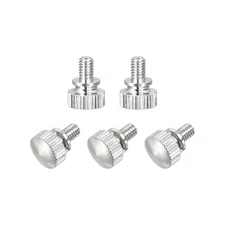 5pcs Knurled Thumb Screws M4x6mm Flat Brass Bolts Grip Knobs Nickel Plated