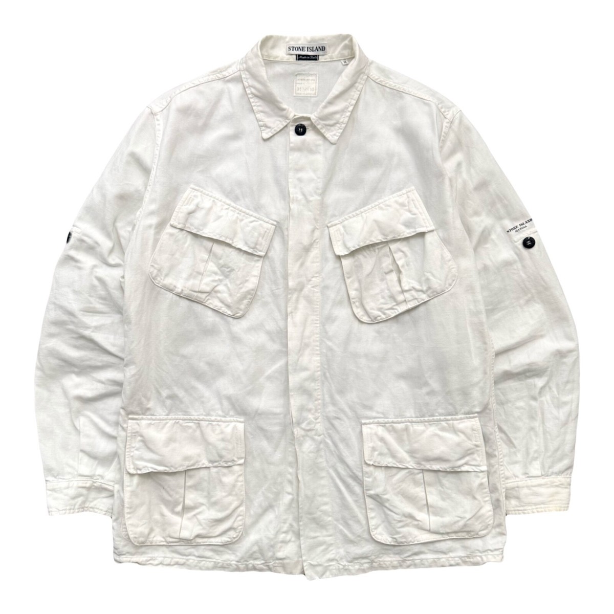 STONE  ホワイトシャツジャケット Stone Island Men's Supima Cotton Twill Stretch-TC Zip Shirt Jacket