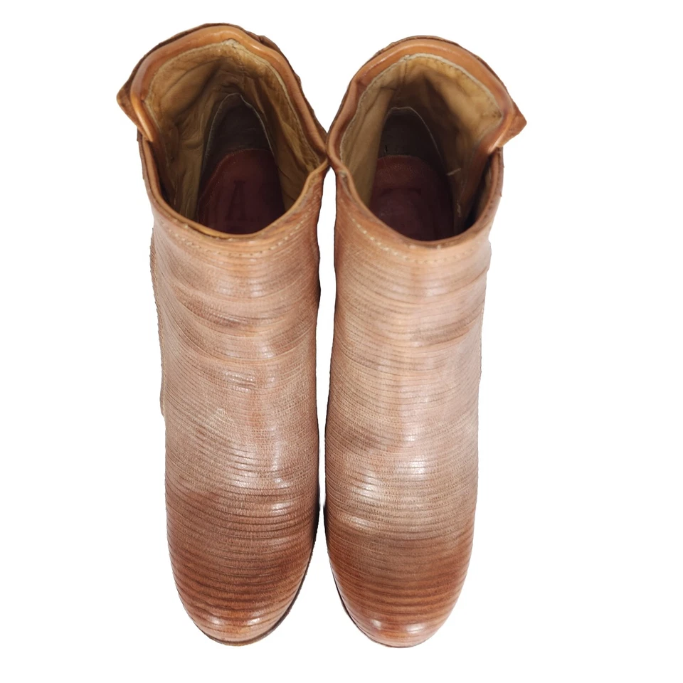 Botas al tobillo A.S.98 para mujer 40 US9-9,5 cuero envejecido camel cremallera lateral tacón  Foto 4 de 4