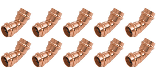 (10 PCS) 1" x 1" Propress Copper 45° Elbow P X P, Press x Press Fitting