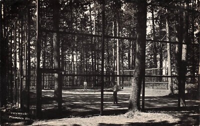 RPPC Fernwood Lodge Lake Minocqua Wisconsin WI Tennis Court Photo Postcard F56