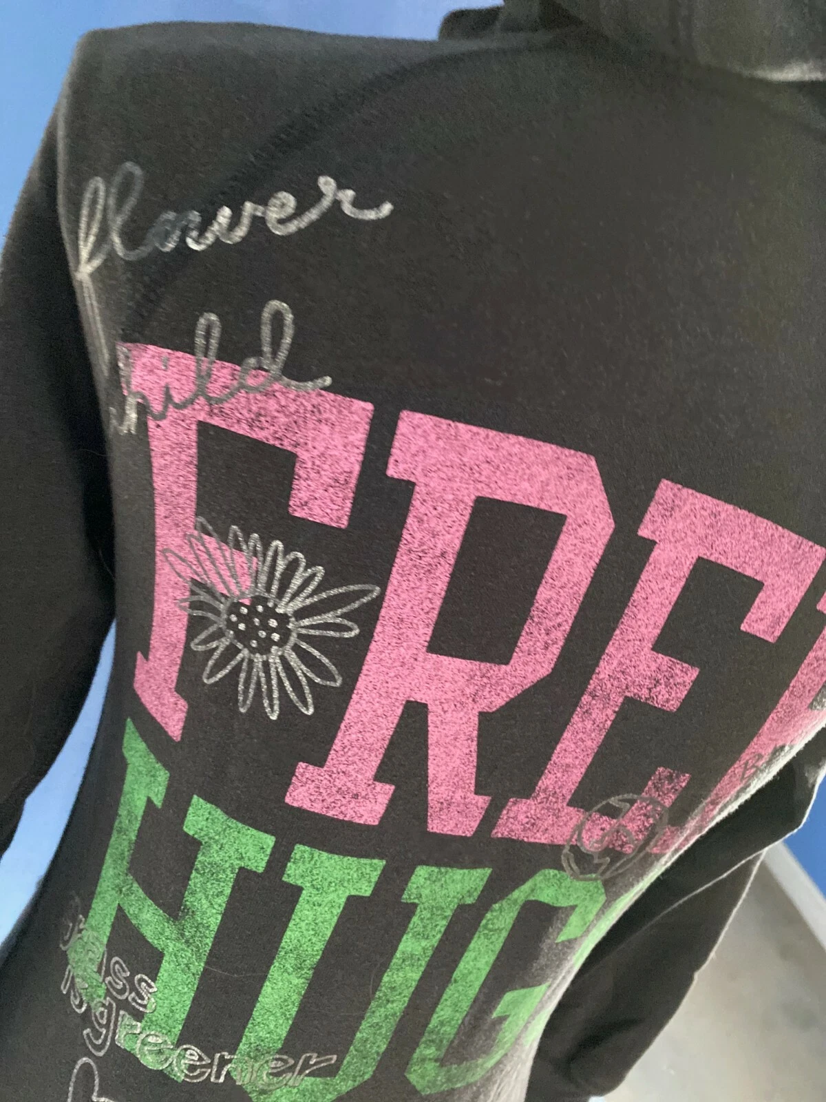 UNDERCOVER Victoria's Secret PINK X SMALL Full Zip Hoodie Sweatshirt FREE HUGS