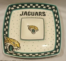 NEW THE MEMORY COMPANY JAGUARS NFL FOOTBALL GAMEDAY CERAMIC CHIP & DIP PLATE