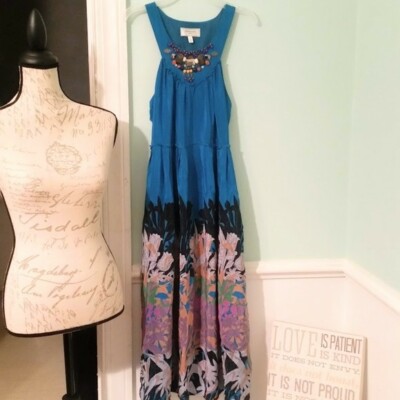 moulinette soeurs sequin dress Moulinette Soeurs Anthropologie woman's dress blue sequin Size Small