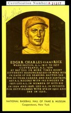 Sam Rice JSA Signed Gold HOF Plaque Autograph