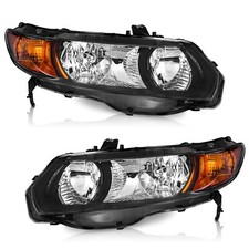 Pair Headlights For 2006-2011 Honda Civic Sedan 2-door Black Headlamps Lrused Pair Headlights For 2006-2011 Honda Civic Sedan 2-door Black Headlamps Lrused