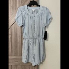 NWT Le Lis Small blue short sleeve button front shorts romper