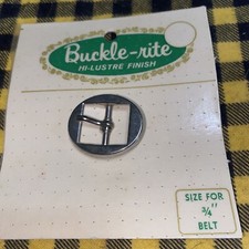 Vintage NOS Chrome Silver Rounded Oval Side bar belt Buckle 3/4  .75 Inch