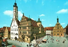 Vintage Postcard Rothenburg O. D. Tauber Old and New City Hall Bavaria Germany