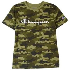 CHAMPION Boys Camo Script Logo Short Sleeve T-Shirt Size 5