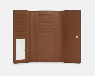NWT! Coach C5966 Slim Trifold Wallet In Signature Canvas in
