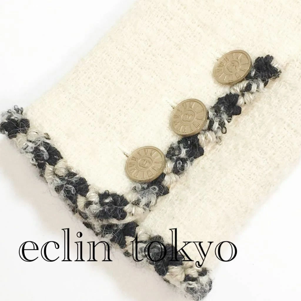 Giacca vintage Chanel Tweed 4 taschini marchio cocco oro bottone donna taglia 38 rara