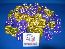 NEW 24 ASSORTED PURPLE AND YELLOW ACRYLIC DICE 16MM 2 COLORS 12 OF EACH COLOR