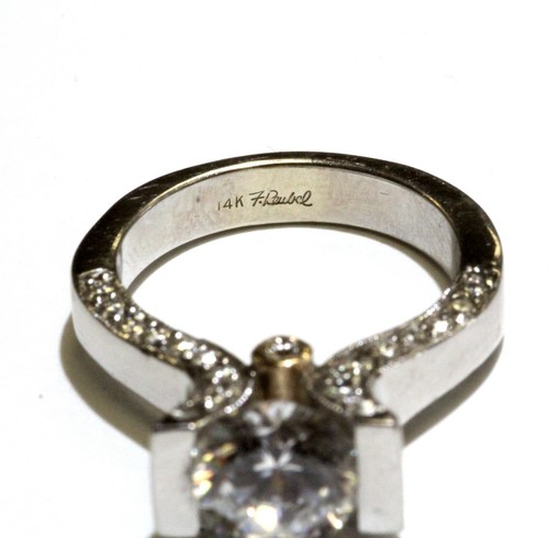 Frank Reubel 14k white yellow gold round cubic zirconia cz engagement ring 8.5g - Picture 4 of 8