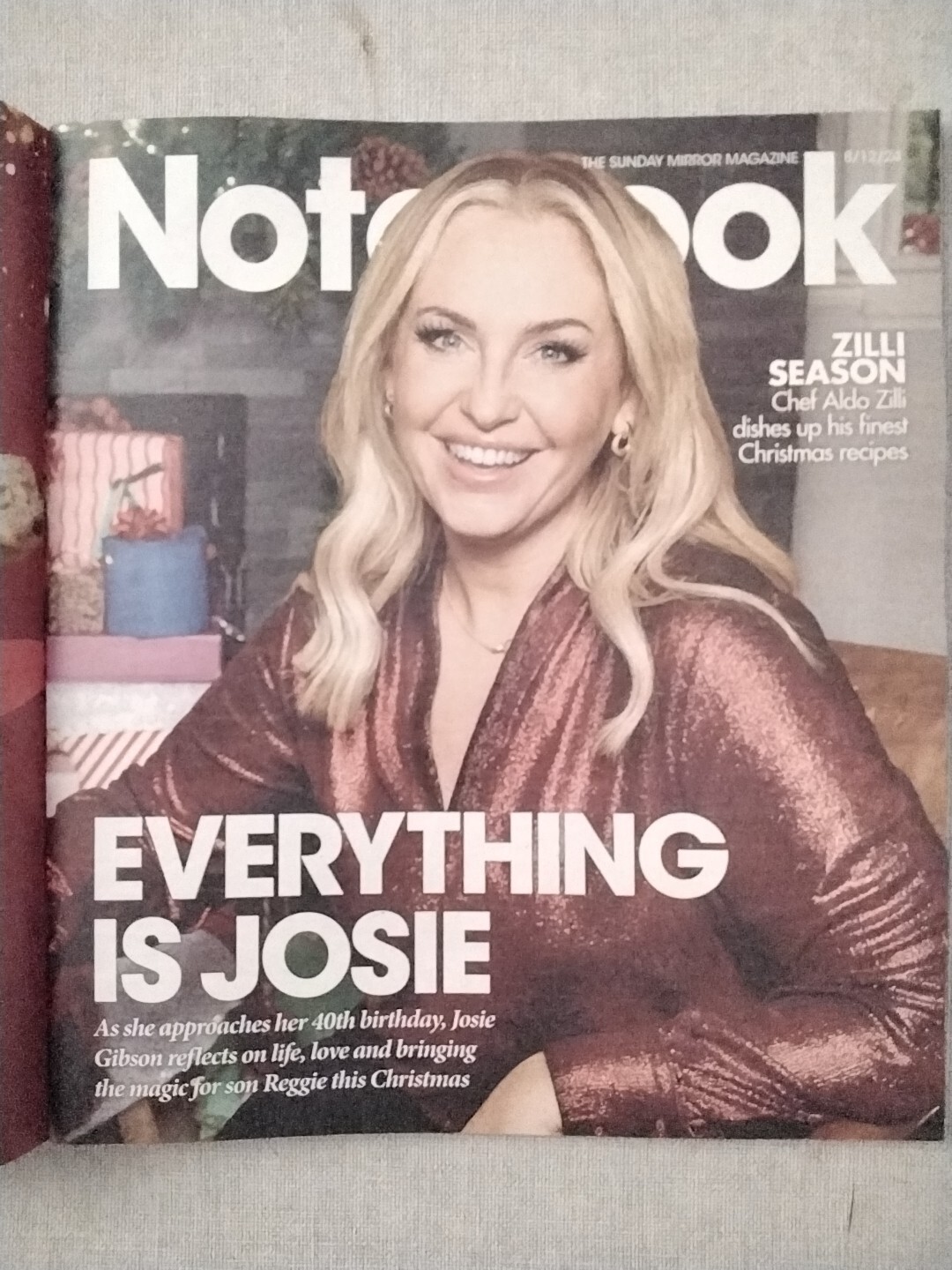 Notebook The Sunday Mirror magazine 8th Dec 2024 Josie Gibson Aldo Zilli-image