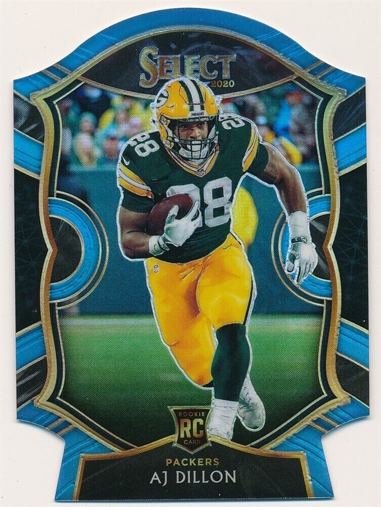 AJ DILLON 2020 SELECT CONCOURSE LIGHT BLUE PRIZM DIE-CUT #65 RC ROOKIE PACKERS