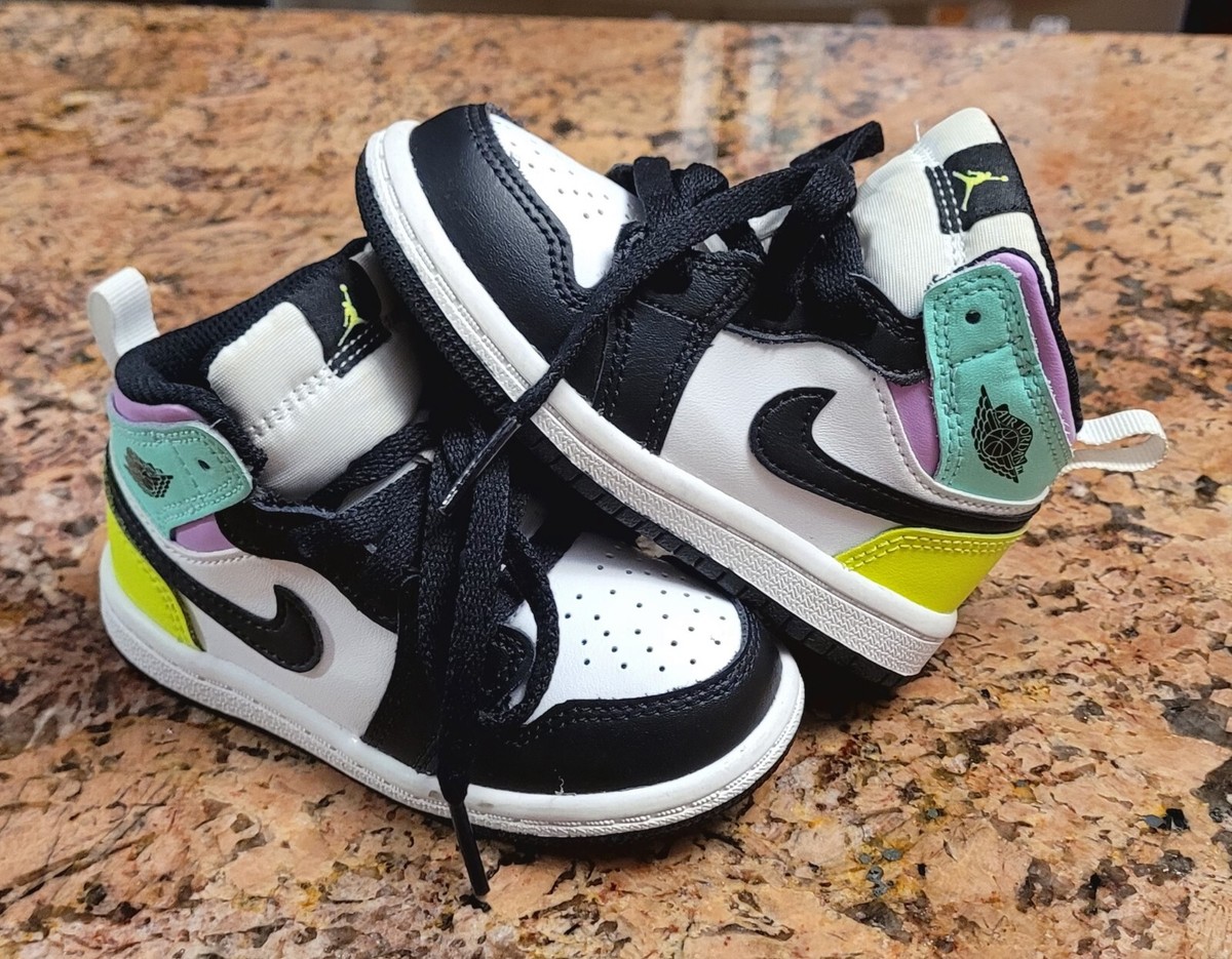 Nike Air Jordan Mid PS Shoe Pastel Black Volt Green Glow Toddler