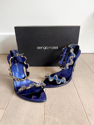 Sergio Rossi Rhinestone Metallic Blue - Vintage Designer Shoes | eBay