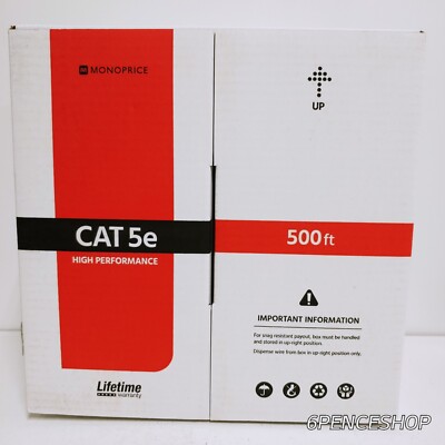 Monoprice 13678 CAT5E UTP SOLID CMR) - BLUE- 500FT