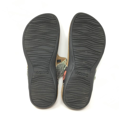 Vionic Lana Flip Flops Sandals Shoes Womens Size 9 D Wide Green Pink Snake Print - Imagen 9 de 9