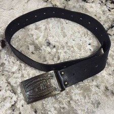 Vintage Wells Fargo Buckle Black Leather Belt