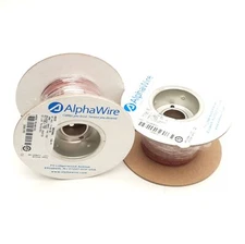 Lot of 2 Alpha Wire 6823 Hook-Up Wire 100' Brown, 22AWG (7/30)BC, 300V