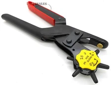 LEATHER REVOLVING HOLE PUNCH Heavy Duty 6 Size Pliers Punch Belt Holes Tool