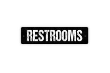 Restrooms Sign for All - Vinyl Sticker or Metal Plaque
