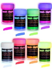 neon nights Glow in The Dark Paint 8 Colors Luminescent Phosphorescent Self-Lu