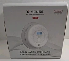 X-SENSE SC01 Combination Smoke and Carbon Monoxide 3 Pack 10yr Battery 