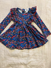 The Proper Peony Winterberry 18M Long Sleeve Floral Fit Flare Ruffle Dress
