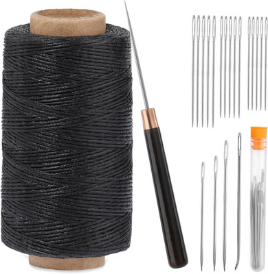 Upholstery Repair Sewing Thread Kit, 273 Yards Waxed Thread Needle Straight Awl,