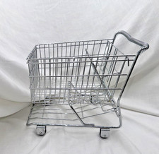 Decor Metal Shopping Cart Basket Rolling Desktop Storage Organizer Chrome Wire