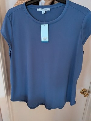 Blue Sol Solid Blue Sz. 2X Cap SS top Ladies New w/Tags