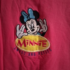 Vtg 90s Disney Store Minnie Mouse Embroidered Graphic T-shirt EUC M