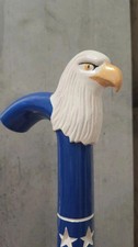Eagle USA design wooden hand carved walking stick for men women walking cane