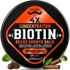 Biotin Beard Growth Balm for Men – Conditioning Balm with Castor, Shea & Jojob