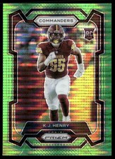K.J. Henry 2023 Panini Prizm Neon Green Pulsar #400 Washington Commanders
